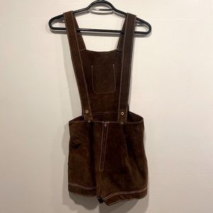 Vintage Suede Shorts Overalls